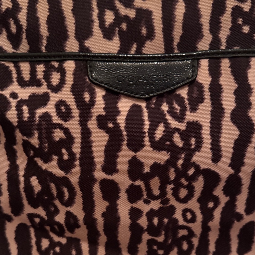 Coach Black and Tan Animal Print Shoulder Bag